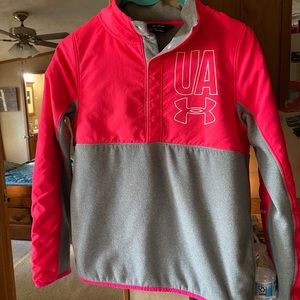 Hot pink and grey under armour 1/4 button down